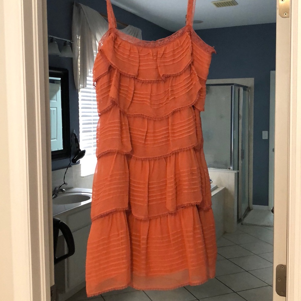 BCBG coral tier dress